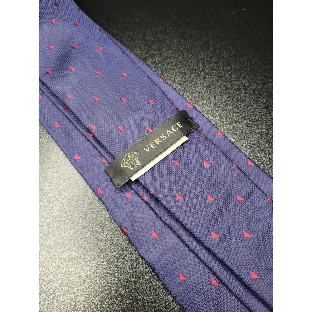 Versace Men's Necktie Purple Geometric Silk 3.75